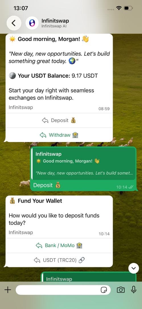 Infinitswap chat interface